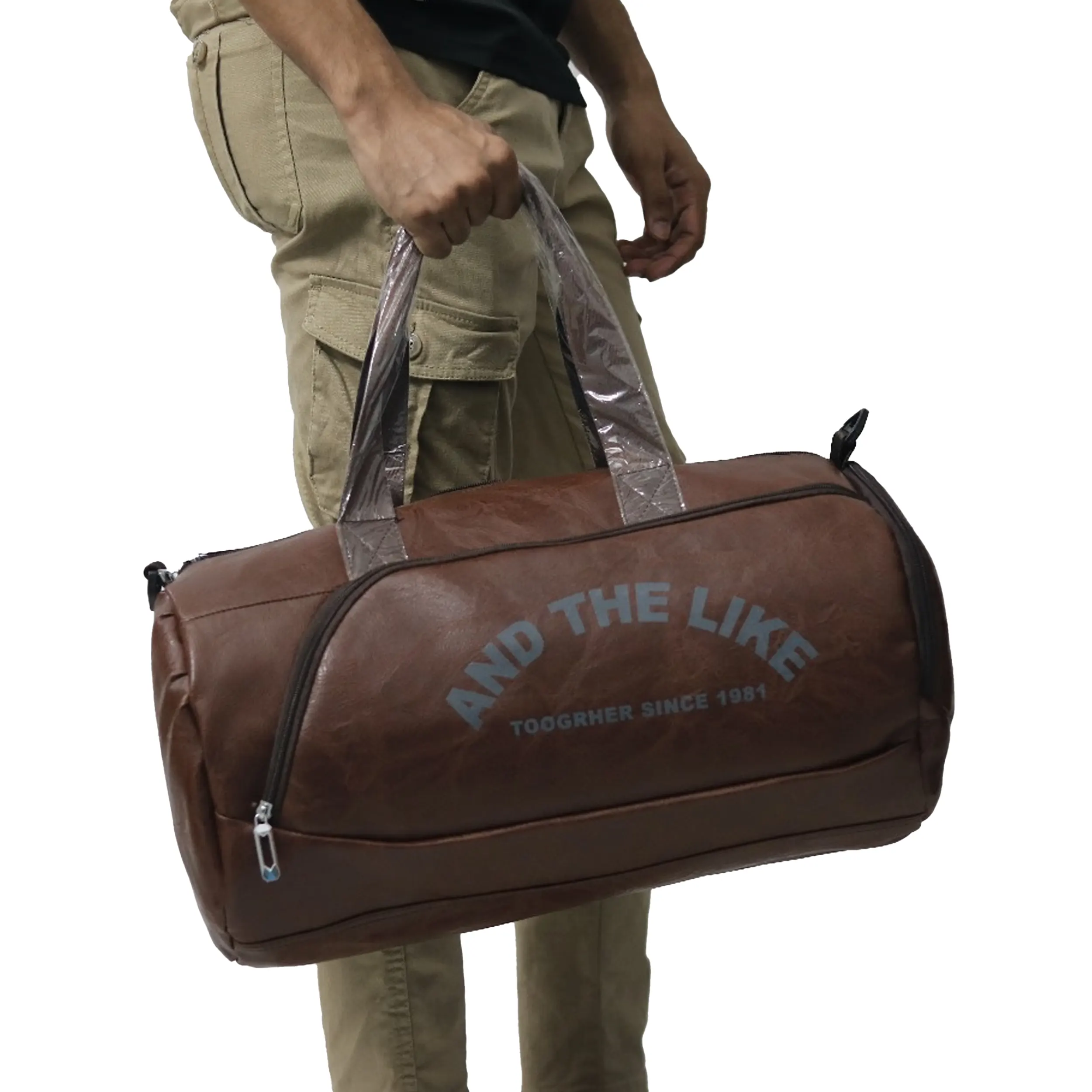 PU Leather Duffel & Gym Bag with Shoe Compartment – Coffee