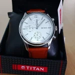 Titan 1805SL04 White Dial Brown Leather Belt Analog Men’s Watch - Image 2