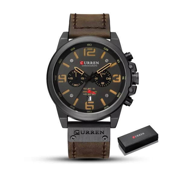 Curren 8314 Black Dial Leather Belt Analog Men’s Watch