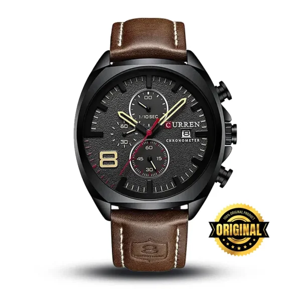 Curren 8324 Black Dial Brown Leather Belt Analog Men’s Watch