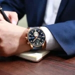 Curren 8362 Blue Gold Dial Blue Metal Strap Analog Men’s Watch - Image 4