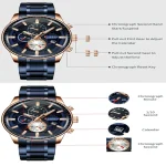 Curren 8362 Blue Gold Dial Blue Metal Strap Analog Men’s Watch - Image 5