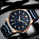 Curren 8366 Blue Gold Dial Blue Metal Strap Analog Men’s Watch - Image 3