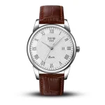 Skmei 9058 White Dial Brown Leather Belt Analog Men’s Watch