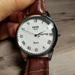 Skmei 9058 White Dial Brown Leather Belt Analog Men’s Watch - Image 2