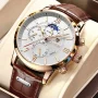 Lige 8932 White Roman Dial Brown Leather Belt Analog Men’s Watch - Image 3