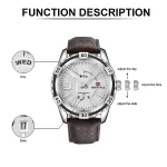 Naviforce 9117 White Dial Brown Leather Belt Analog Men’s Watch - Image 4