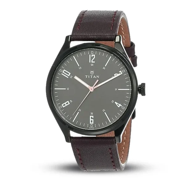 Titan NM1802NL01 Black Dial Brown Leather Belt Analog Men’s Watch
