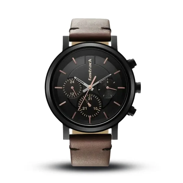 Fastrack 3287NL01 Black Dial Brown Leather Strap Analog Men’s Watch