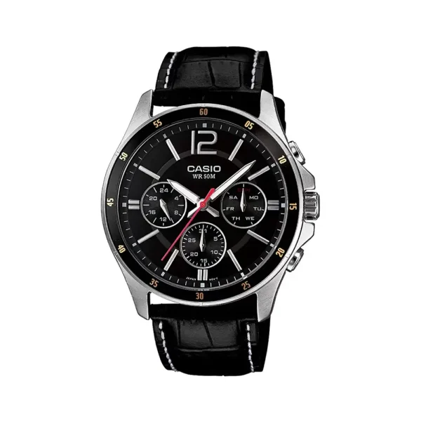 Casio MTP-1374L-1AV Black Dial Leather Belt Analog Men’s Watch
