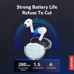 Lenovo LP80 Pro RGB TWS Bluetooth Earbuds - Black - Image 3