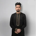 Premium Quality Embroidered Panjabi for men - Black
