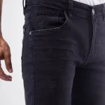Slim-fit Stretchable Denim Jeans Pant For Men - Deep Black - Image 3