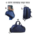 High Quality Water-Resistant 3-in-1 Travel and Gym Bag Blue - Image 2