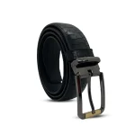 Men’s Crocodile Leather Belt Black - Image 3