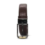 Men’s Crocodile Leather Belt Dark Brown - Image 2