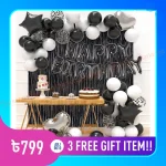 Birthday Decoration Full Combo Set Black & white Themed