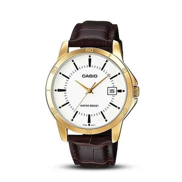 Casio MTP-V004GL-7AVDF White Dial Brown Leather Belt Analog Men’s Watch