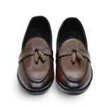 Party Leather Tassel Shoes - Chocolate