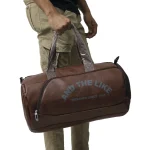 PU Leather Duffel & Gym Bag with Shoe Compartment - Coffee - Image 2