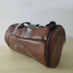 PU Leather Duffel & Gym Bag with Shoe Compartment - Coffee - Image 3