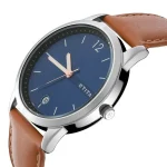 TITAN 1806SL02 Luxurious Blue Dial Brown Leather Belt Analog Men’s Watch - Image 2