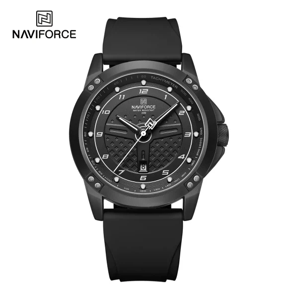 Naviforce 8031 Reliable Black Dial Black Silicon Analog Men’s Watch
