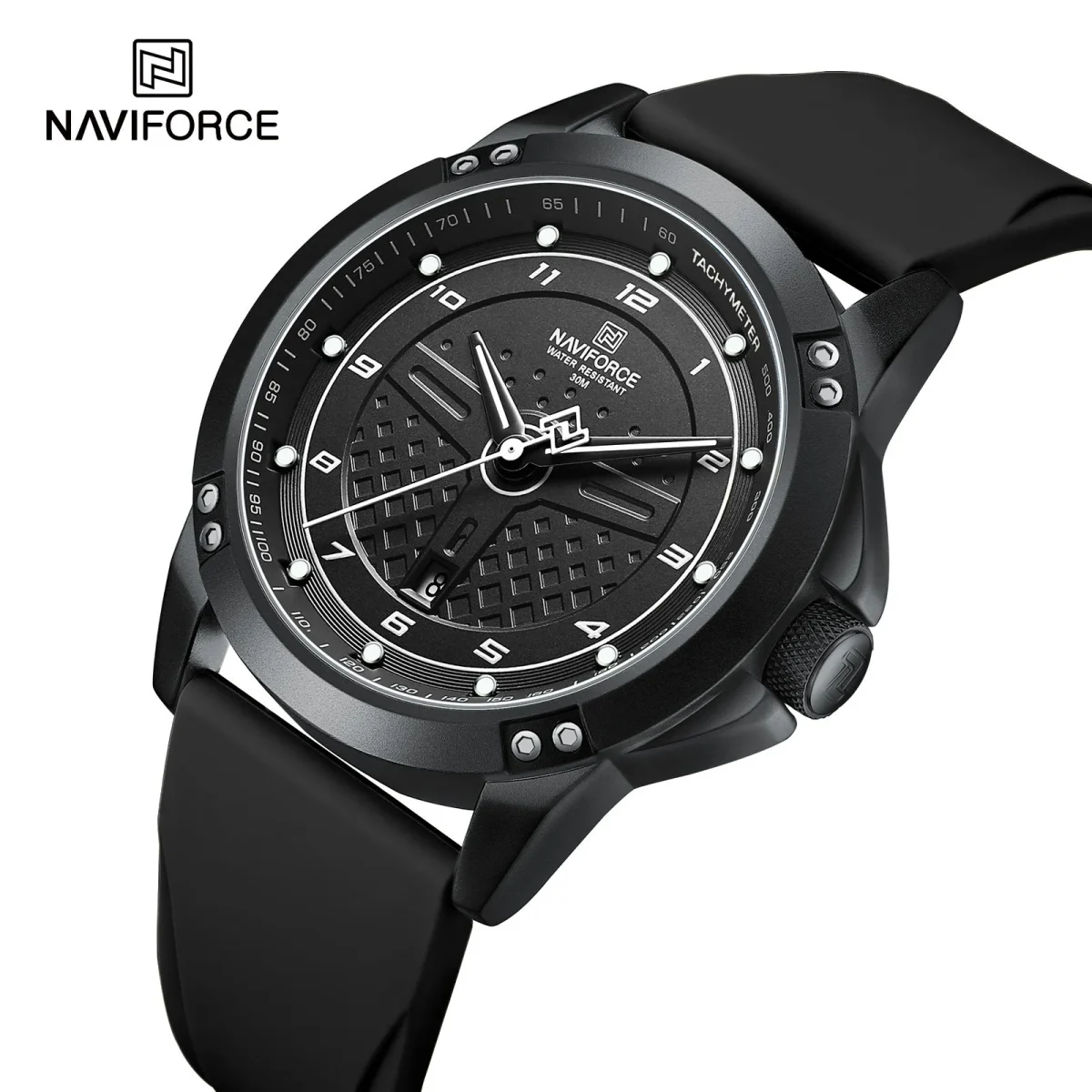 Naviforce 8031 Reliable Black Dial Black Silicon Analog Men’s Watch - Image 2