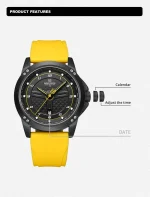Naviforce 8031 Reliable Black Dial Yellow Silicon Analog Men’s Watch - Image 2