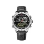 Naviforce NF9208 Silver Dial Black Leather Digital Analog Men’s Watch