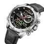 Naviforce NF9208 Silver Dial Black Leather Digital Analog Men’s Watch - Image 2