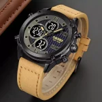 Skmei 1975 Black Dial Brown Leather Digital Analog Men’s Watch - Image 2