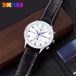 Skmei 9301BU White Dial Black Leather Analog Men’s Watch - Image 3