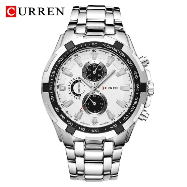 Curren 8023 White Dial Stainless Steel Strap Analog Men’s Watch