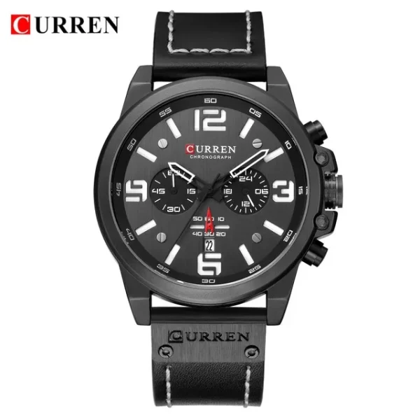 Curren 8314 Black Dial Black Leather Belt Analog Men’s Watch