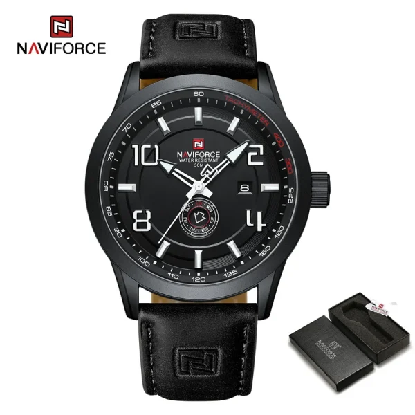 Naviforce NF9229 Black Dial Leather Belt Analog Men’s Watch