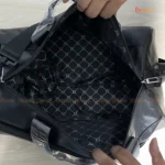 PU Leather Duffel & Gym Bag with Shoe Compartment - Black - Image 3