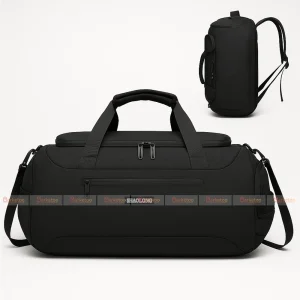 Large Capacity Premium Travel Bag with Multiple Carry Options and Shoe Compartment - Black